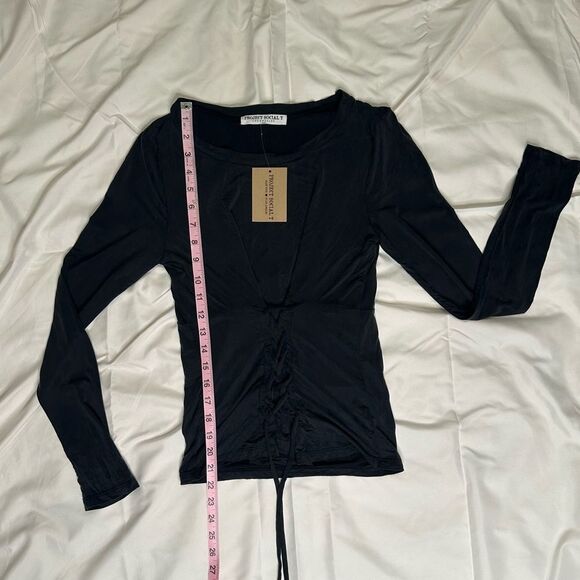 Project Social T Black Rio Long Sleeve Ruched Corset Top (Style #454651) Sm NWT - Picture 8 of 9